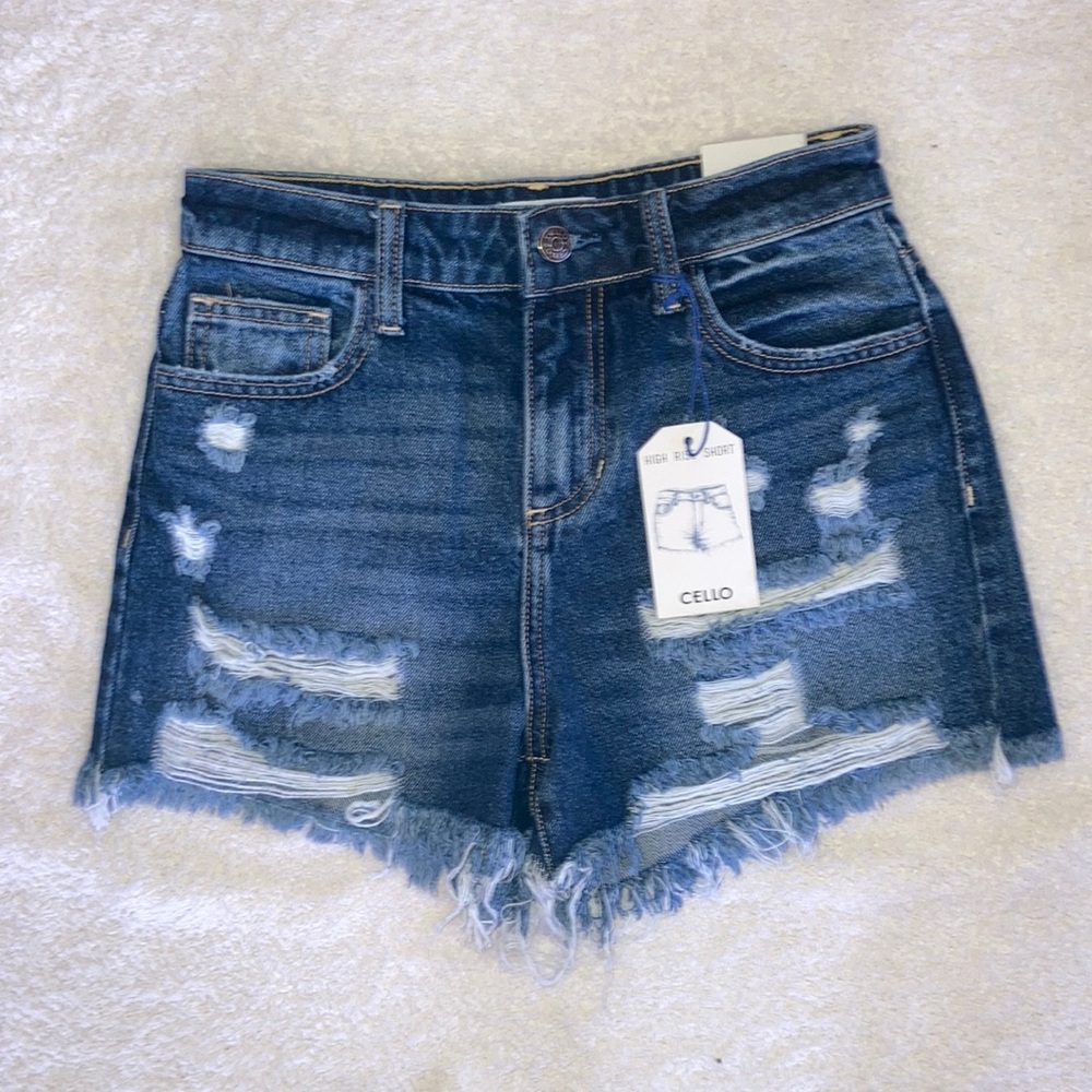 *BOGO* Cello Distressed Hi-Rise Denim Jean Shorts Cut-Off Festival